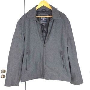 Steve & Barry's Wooly Mammoth Dark Gray Wool Dress Coat Preppy Neutral Sz.L